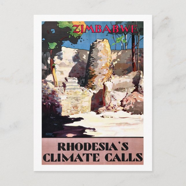 Simbabwe, Rhodesiens Klimaschutz, Vintag, Reisen Postkarte (Vorderseite)