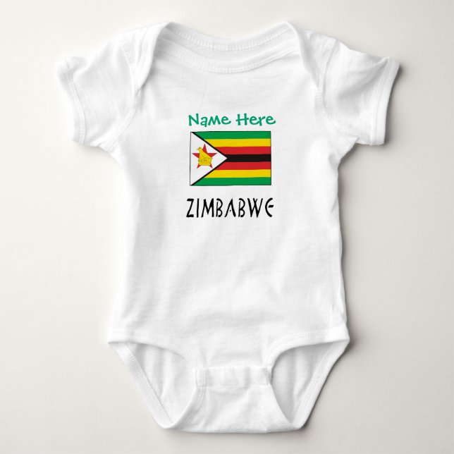 Simbabwe Simbabwische Flagge Personalisierter Text Baby Strampler (Vorderseite)