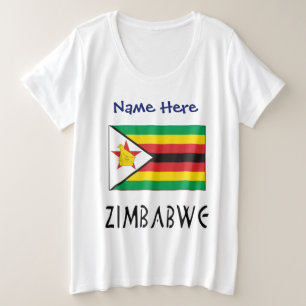 Simbabwe Simbabwische Flagge Schwarz Personalisier Große Größe T-Shirt