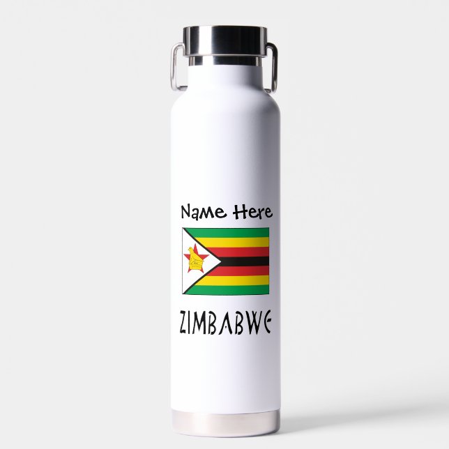 Simbabwe und Simbabwe Flag Black Personalization Trinkflasche (Vorne)