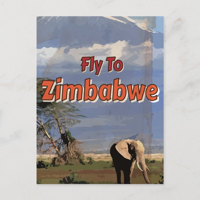 Simbabwe - Vintages Urlaubsposter Postkarte (Vorderseite)