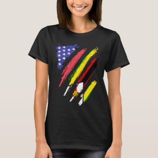 Simbabwean American Patriot Grown Heart Flag Strip T-Shirt