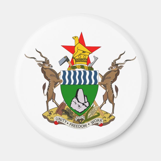 Simbabwes Offizielles Wappen-Heraldry-Symbol Magnet (Vorne)
