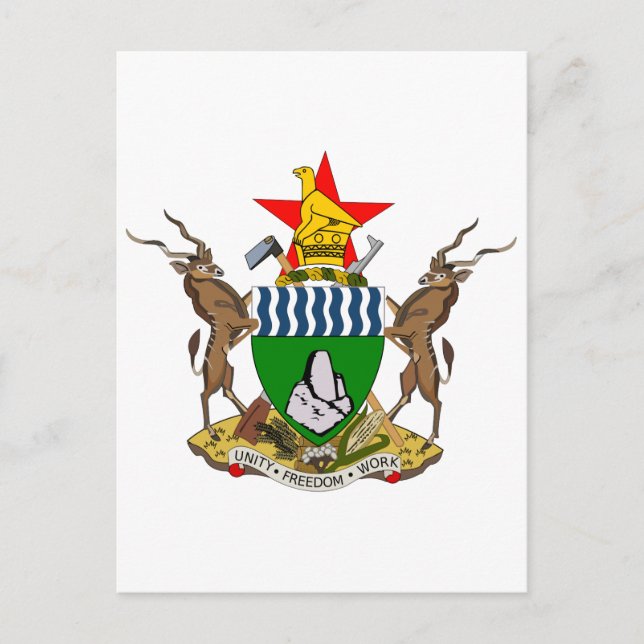 Simbabwes Offizielles Wappen-Heraldry-Symbol Postkarte (Vorderseite)