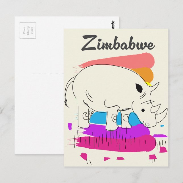 Simbabwes Retrologo Postkarte (Vorne/Hinten)