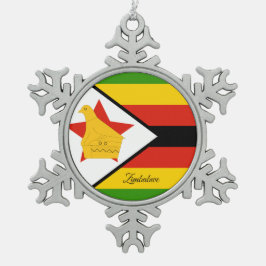 Simbabwes Schneeflocke, Flagge Simbabwes Schneeflocken Zinn-Ornament
