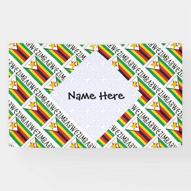 Simbabwische Flagge - Personalisiert getrimmt Banner (Horizontal)