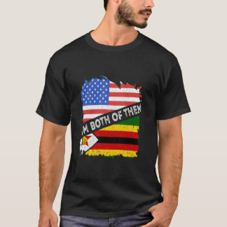 Simbabwische Flagge Simbabwe Ich bin beide USA Ame T-Shirt