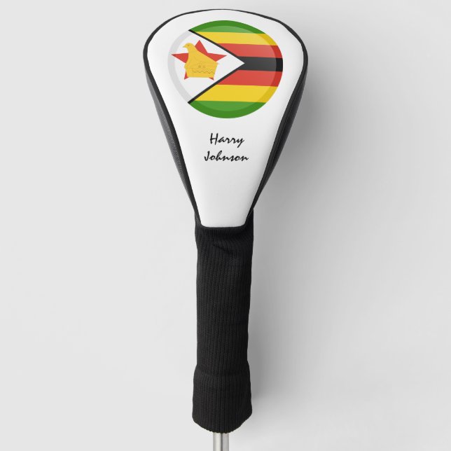 Simbabwische Flagge und Mit Monogramm Golfplätze Golf Headcover (Vorderseite)