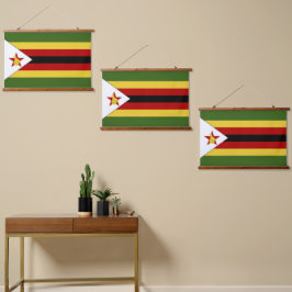 Simbabwische Flagge Wandteppich Mit Holzrahmen