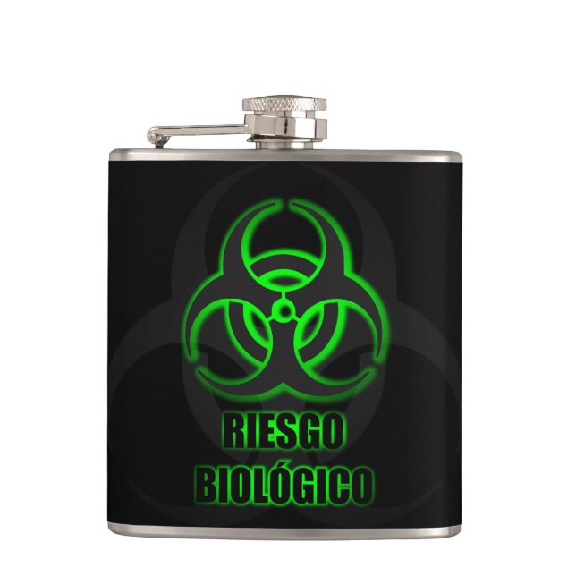Símbolo Verde Brillante de Riesgo Biológico Flachmann (Vorderseite)