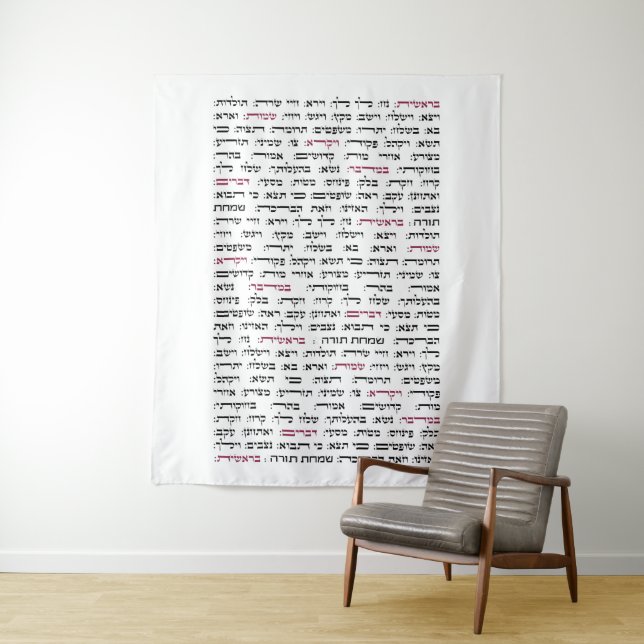 Simchat Torah - Hebräischer Parshiot Cycle Jewish Wandteppich (Beispiel)
