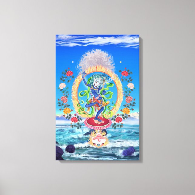 Simhamukha, Lion-geführte Weisheit Dakini Leinwanddruck (Vorderseite)