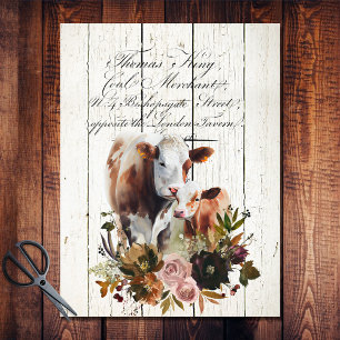 Simmentaler Kühe im Landhausstil mit Blumen Seidenpapier