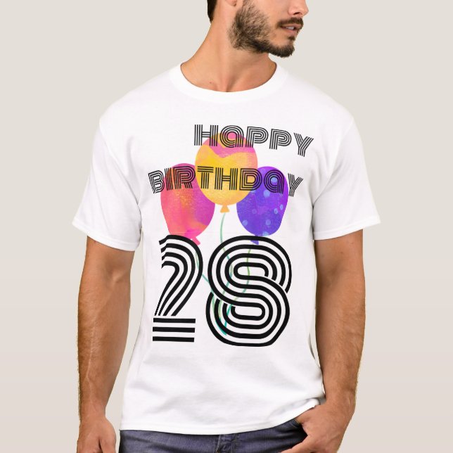 simmi mode glücklich 28. Geburtstag T - Shirt (Vorderseite)