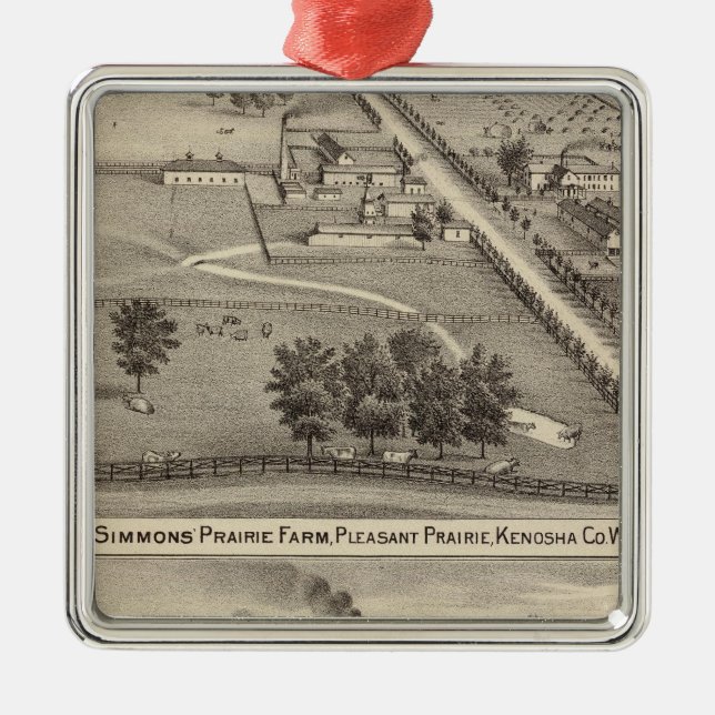 Simmons Grasland-Bauernhof, Kenosha Wasser-Heilung Silbernes Ornament (Vorne)