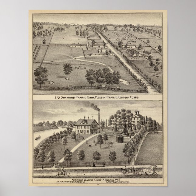 Simmon's Prairie Farm, Kenosha Water Cure Poster (Vorne)