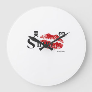 Simo I Love You ❤️   Romantisches Liebesdesign Große Wanduhr