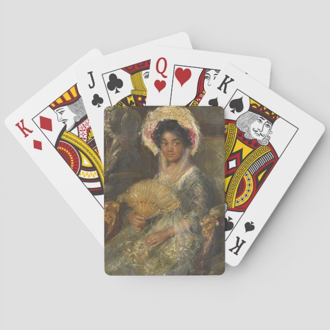 Simon Maris - Junge Frau mit Fan-Spielkarten Spielkarten (Rückseite)