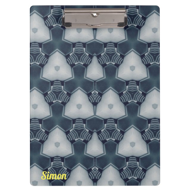 SIMON ~ Mute Grau und Weiß Design Original Klemmbrett (Vorderseite)