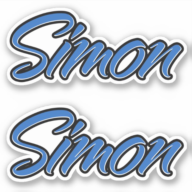 Simon Name blue Aufkleber Sticker Stickerset (Vorderseite)