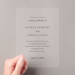 Simon Simple Elegant Wedding Acryleinladungen<br><div class="desc">Elegante Hochzeitsacryl-Einladung mit einem einfachen Design mit Ihren Details in Serif- und Script-Schriftart.</div>