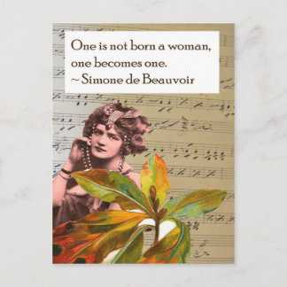 Simone de Beauvoir Quote Collage Postcard Postkarte