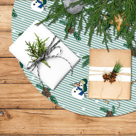 Simpáticos muñecos de nieve sobre fondo rayado polyester weihnachtsbaumdecke