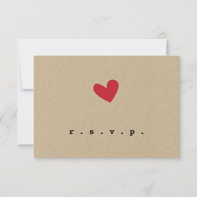 Simpe Heart Wedding RSVP Karte (Vorderseite)