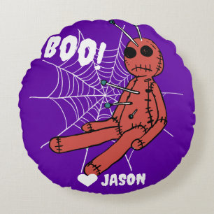 Simpel Happy Halloween-Voodoo-Puppe Rundes Kissen