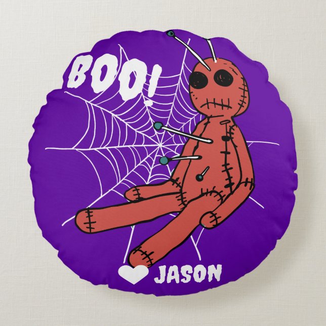 Simpel Happy Halloween-Voodoo-Puppe Rundes Kissen (Vorderseite)