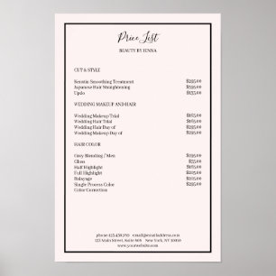 Simpel Lightpink Black  Price List  Poster