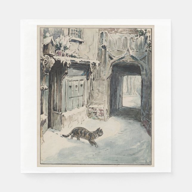 Simpkin the Cat Goes Out (von Beatrix Potter) Serviette (Vorderseite)