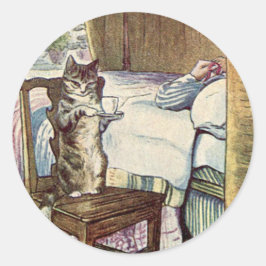 Simpkin the Cat serves Tee - Beatrix Potter Runder Aufkleber