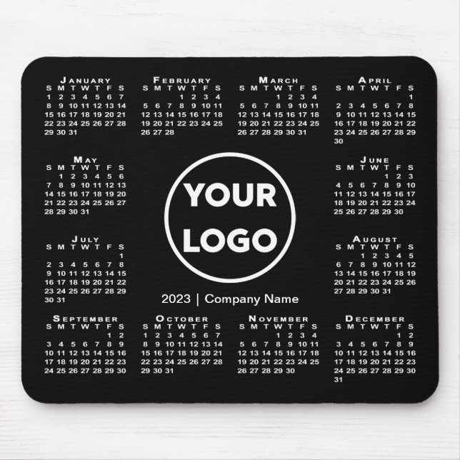 Simple 2023 Calendar Business Logo on Black Mousepad (Vorne)