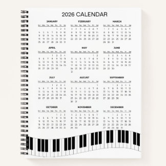 Simple 2026 Calendar with Piano Keys |  Notizbuch