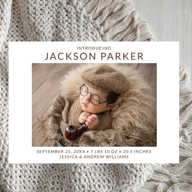 Simple 2 Foto Boy Birth Ankündigung (Von Creator hochgeladen)