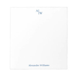 Simple 2 Monogram Initial Professional Navy Blue Notizblock