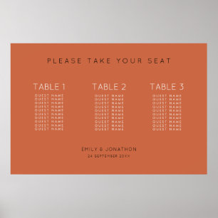 Simple 30 personnes 3 tables Tableau de sièges en