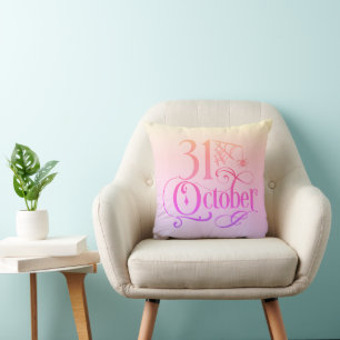 Simple 31 October Pastel Rainbow Halloween Kissen