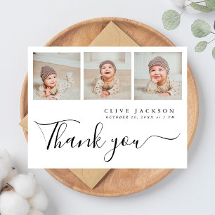 Simple 3 Foto Elegant Baby Dusche Vielen Dank Postkarte