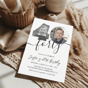 Simple 40e carte photo d'anniversaire 
