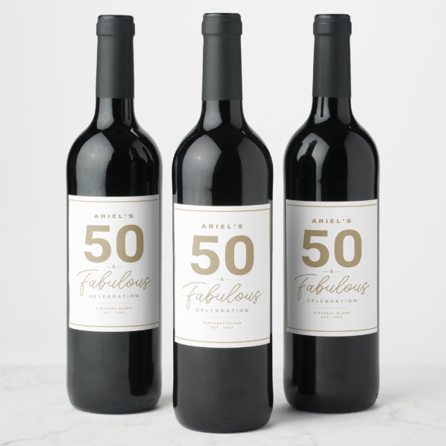 Simple 50 & Fabuleux Étiquette de vin personnalisé (Bouteilles)