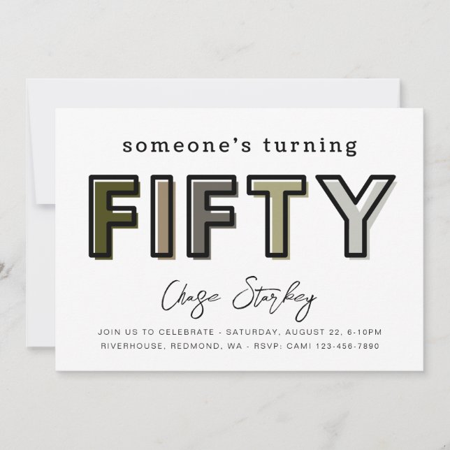 Simple 50ème anniversaire Invitation | 50e anniver (Devant)