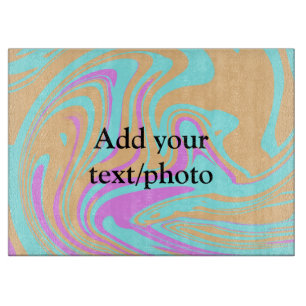 Simple acrylic pour marble add your text name cust schneidebrett