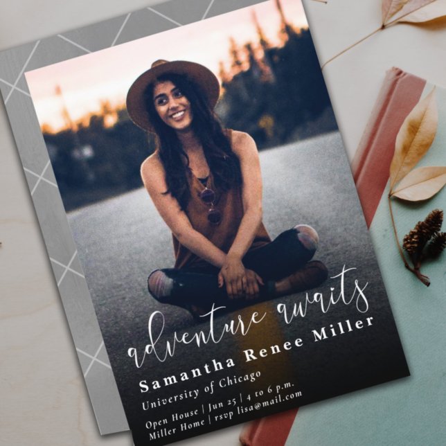 Simple Adventure Awaits Foto Abschluss Einladung (Von Creator hochgeladen)