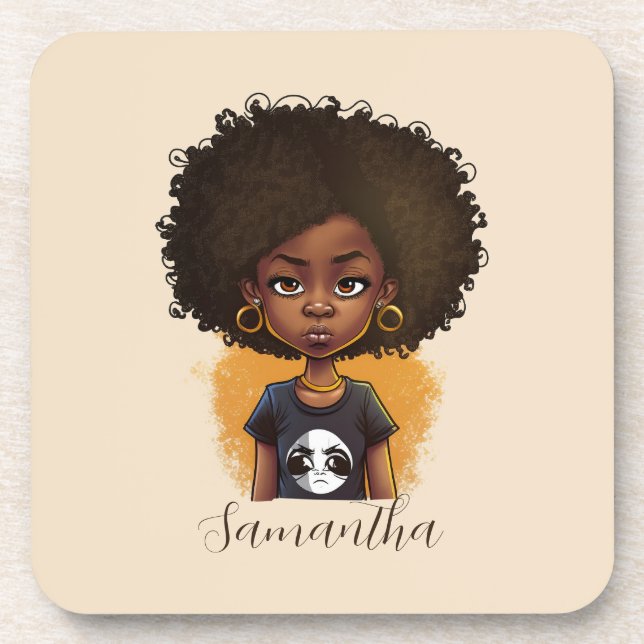 Simple Afro Woman Getränkeuntersetzer (Vorderseite)