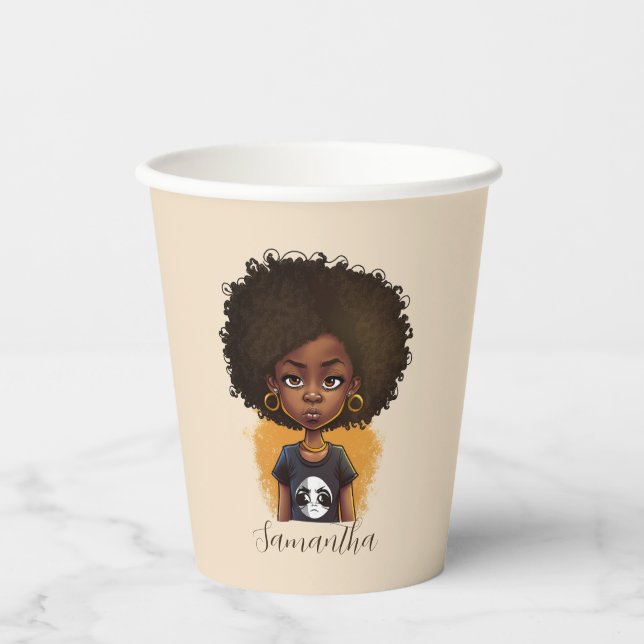 Simple Afro Woman Pappbecher (Vorderseite)