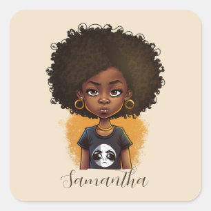Simple Afro Woman Quadratischer Aufkleber