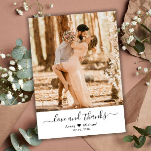 Simple Amour et Merci Script Heart Photo Mariage